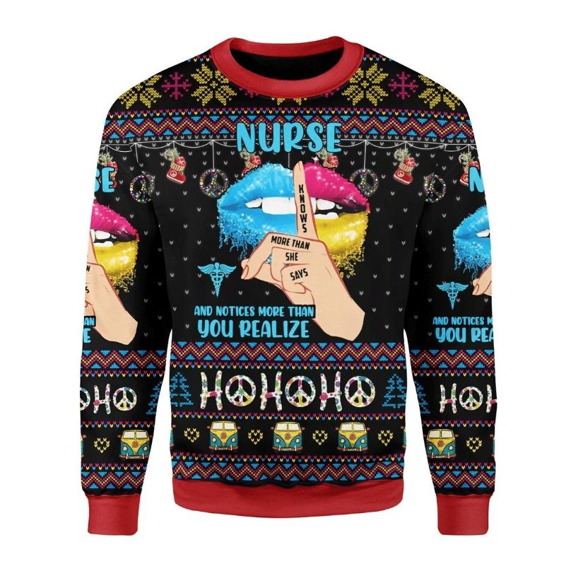 Nurse Life Hippie Ugly Christmas Sweater 3D Nurse Life Hippie Ugly Christmas Sweater 3D