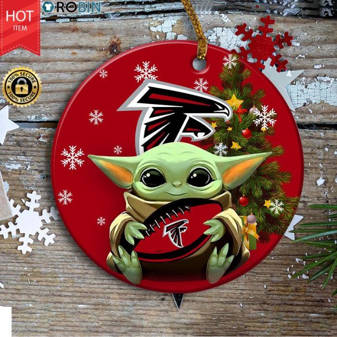 Personalized Atlanta Falcons Baby Yoda Christmas Ceramic Ornament Personalized Atlanta Falcons Baby Yoda Christmas Ceramic Ornament