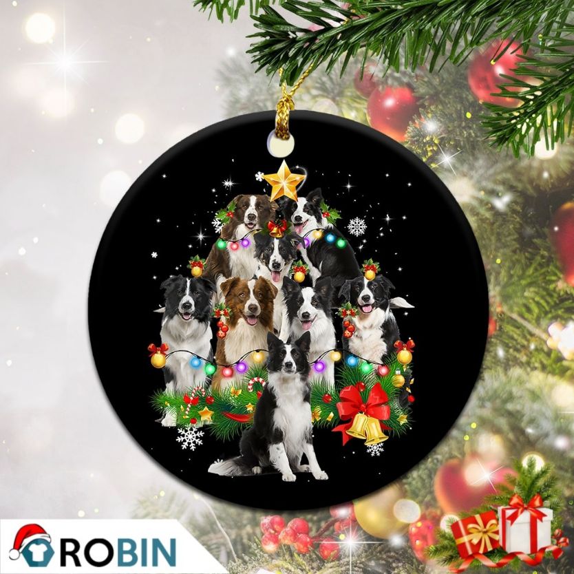 Personalized Border Sheepdog Christmas Tree Lights Christmas Ceramic Ornament Personalized Border Sheepdog Christmas Tree Lights Christmas Ceramic Ornament