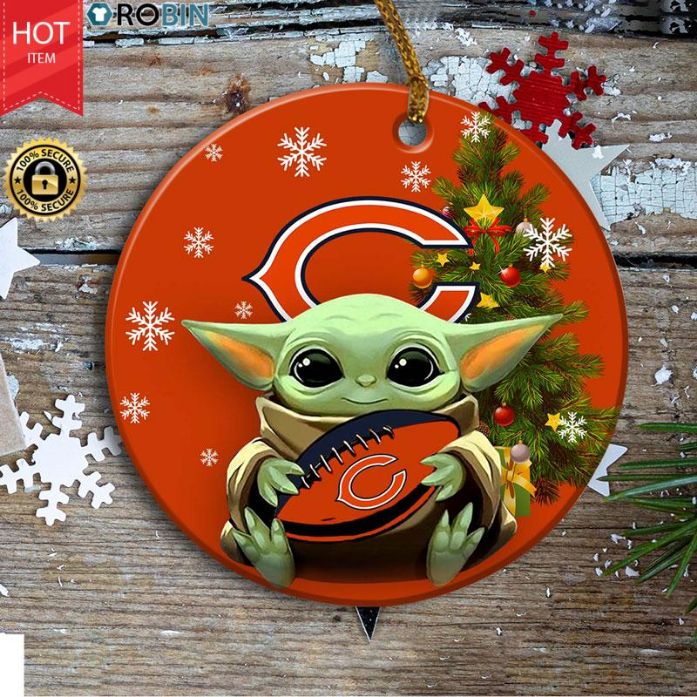 Personalized Chicago Bears Baby Yoda Christmas Ceramic Ornament Personalized Chicago Bears Baby Yoda Christmas Ceramic Ornament