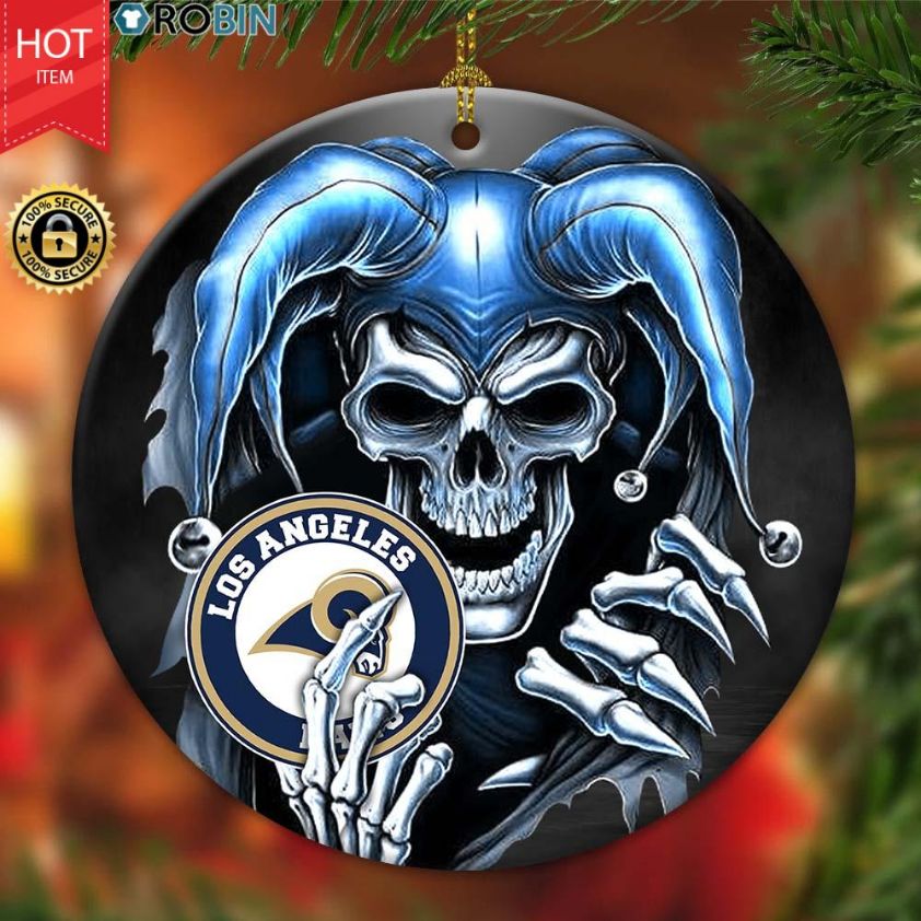 Personalized Los Angeles Rams Nfl Skull Joker Christmas Ceramic Ornament Personalized Los Angeles Rams Nfl Skull Joker Christmas Ceramic Ornament