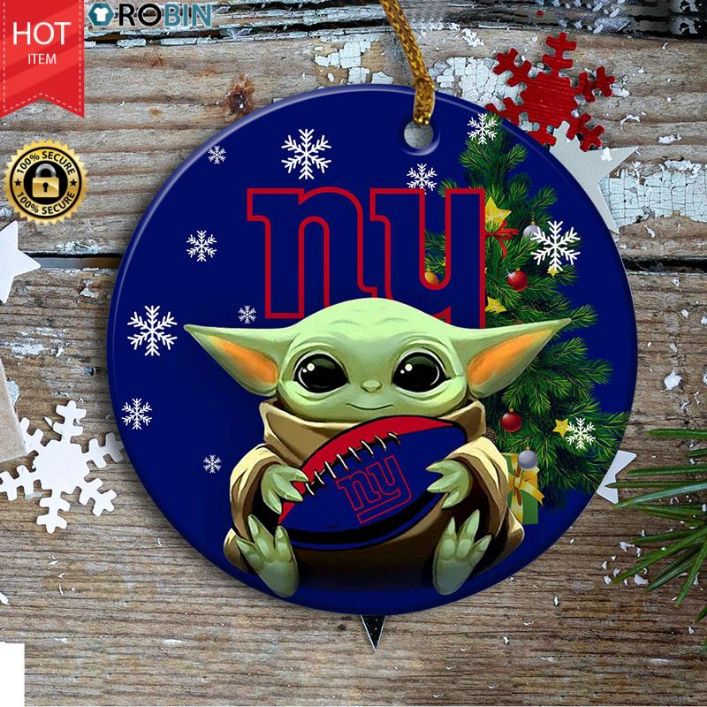 Personalized New York Giants Baby Yoda Christmas Ceramic Ornament Personalized New York Giants Baby Yoda Christmas Ceramic Ornament