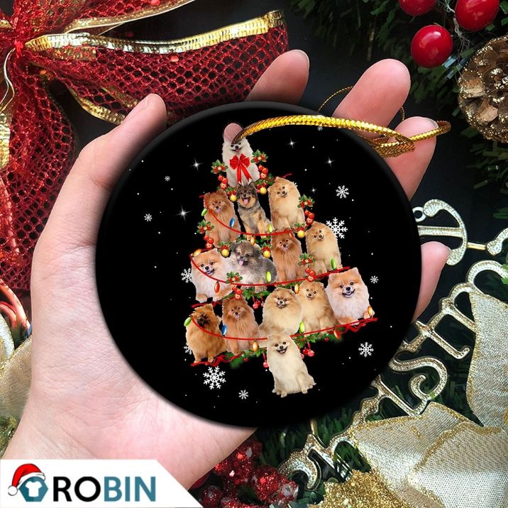 Pomeranian Dog Christmas Tree Lights Christmas Ceramic Ornament Pomeranian Dog Christmas Tree Lights Christmas Ceramic Ornament