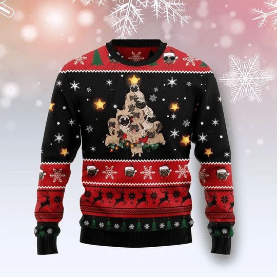 Pug Christmas Tree 3D Christmas Sweater Pug Christmas Tree 3D Christmas Sweater