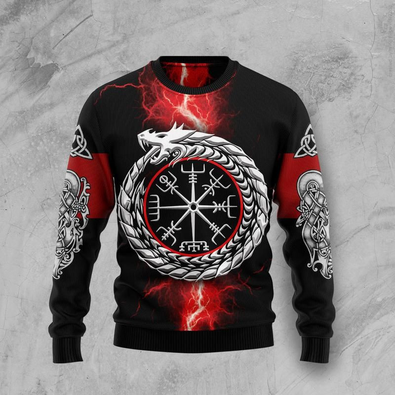 Red Lightning Viking Awesome Christmas 3D Sweater Red Lightning Viking Awesome Christmas 3D Sweater