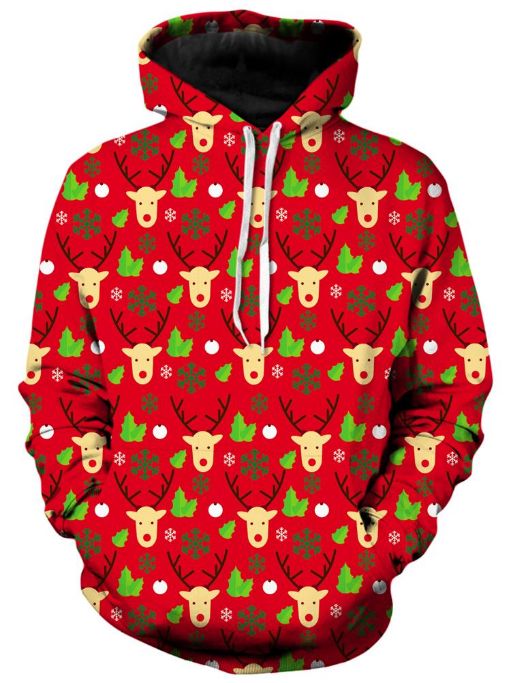 Reindeer Christmas Light Pullover And Zipped 3D Hoodie Reindeer Christmas Light Pullover And Zipped 3D Hoodie