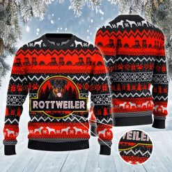 Rottweiler Red Black All Over Printed Xmas Sweater