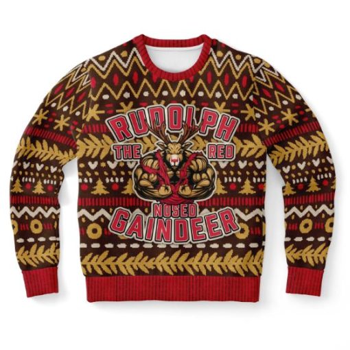 Rudolph The Red Nosed Gaindeer Ugly Christmas Wool Knitted Sweater