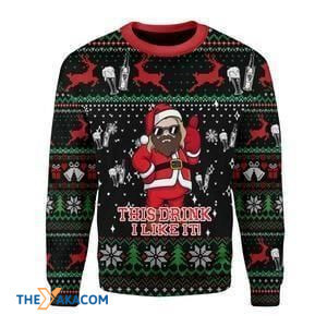 Santa Claus Drinking Beer Christmas 3D Sweater Santa Claus Drinking Beer Christmas 3D Sweater