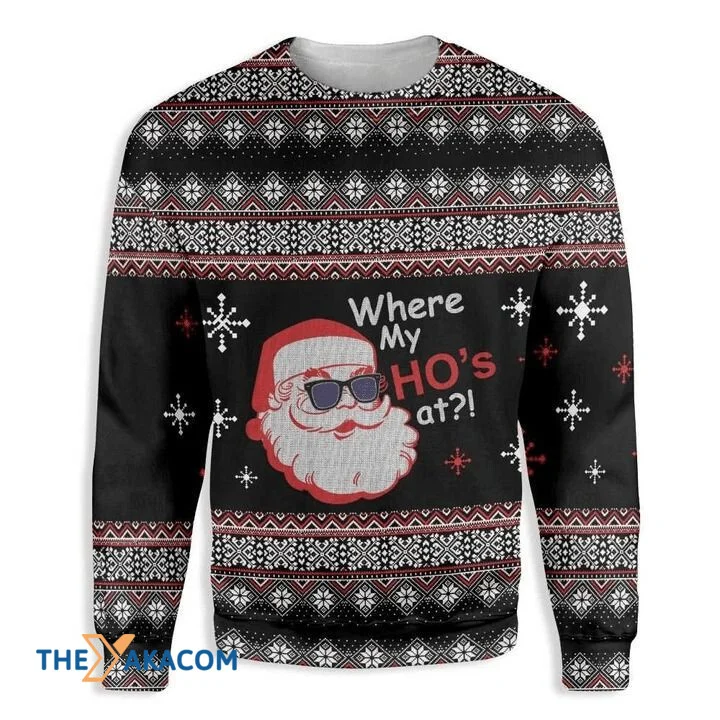 Santa Claus My Ho All Over Printed Sweater Santa Claus My Ho All Over Printed Sweater