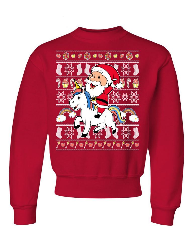 Santa Claus Riding Unicorn Ugly Christmas Sweater Santa Claus Riding Unicorn Ugly Christmas Sweater