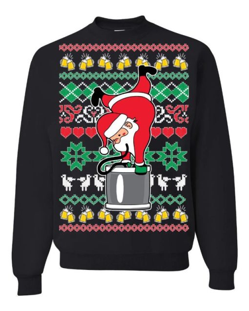 Santa Keg Stand Ugly Christmas Sweater