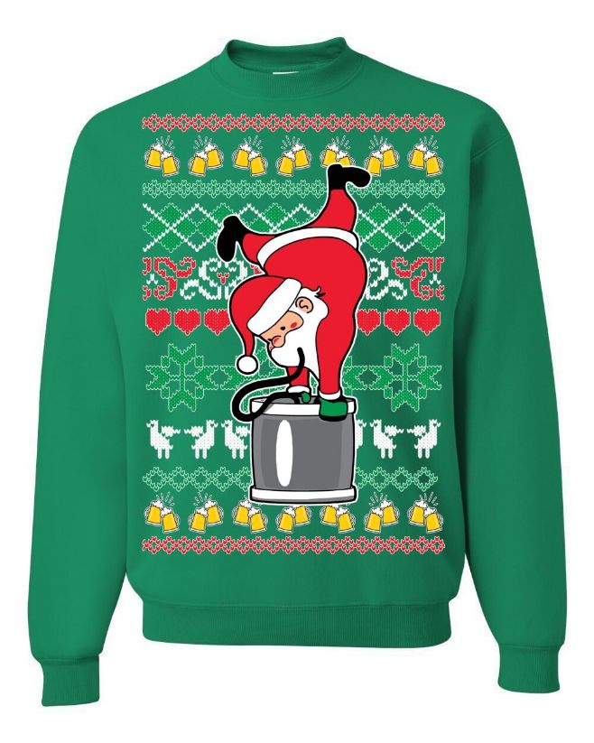 Santa Keg Stand Ugly Christmas Sweater Santa Keg Stand Ugly Christmas Sweater