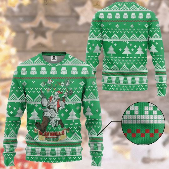 Santa Slay Bells Ring 3D Christmas Sweater Santa Slay Bells Ring 3D Christmas Sweater