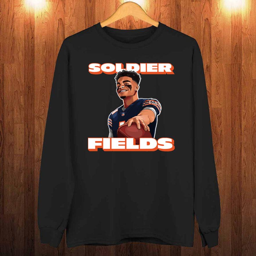 Soldier Fields Justin Fields Chicago Bears T-Shirt Soldier Fields Justin Fields Chicago Bears T-Shirt