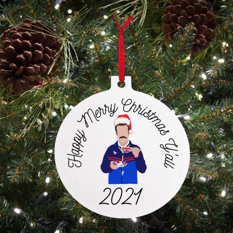 Ted Lasso Happy Yall Christmas Ceramic Ornament Ted Lasso Happy Yall Christmas Ceramic Ornament