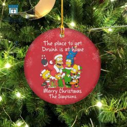 The Place To Get Drunk Is At Home Simpsons Christmas Ceramic Ornament