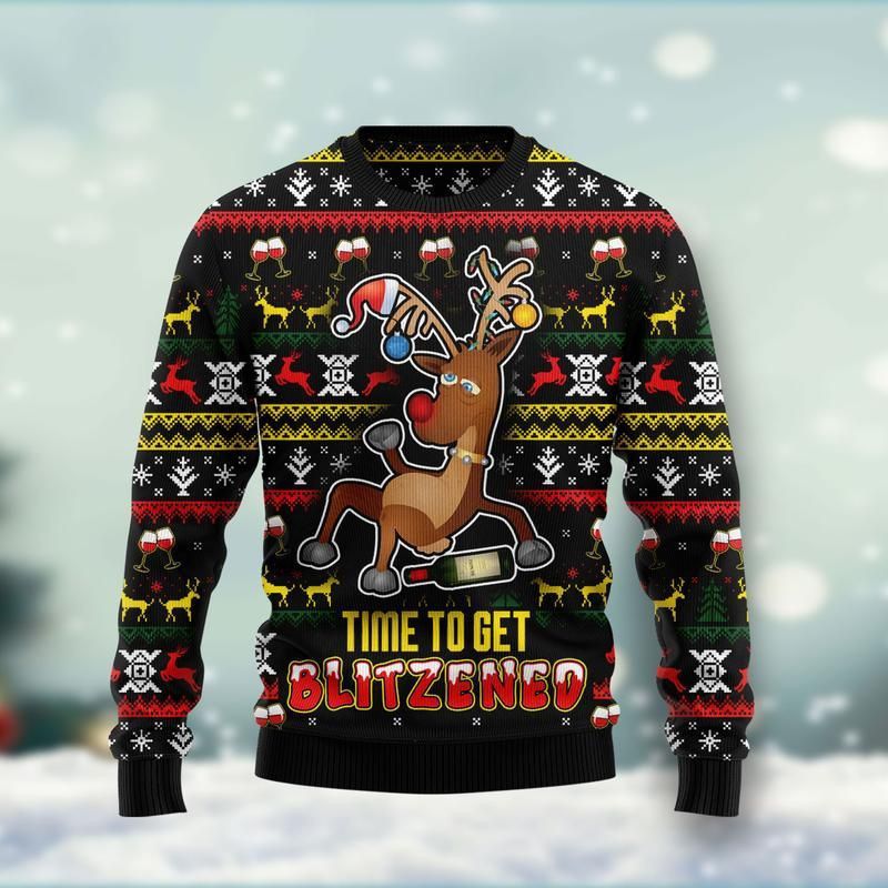 Time To Get Blitzened Awesome Christmas Sweater 3D Time To Get Blitzened Awesome Christmas Sweater 3D