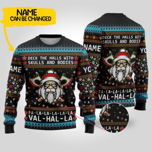 Viking Deck The Halls With Skulls And Bodies Custom Name Sweater Sweatshirt