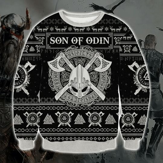 Viking Son Of Odin All Over Printed Xmas Sweater Viking Son Of Odin All Over Printed Xmas Sweater