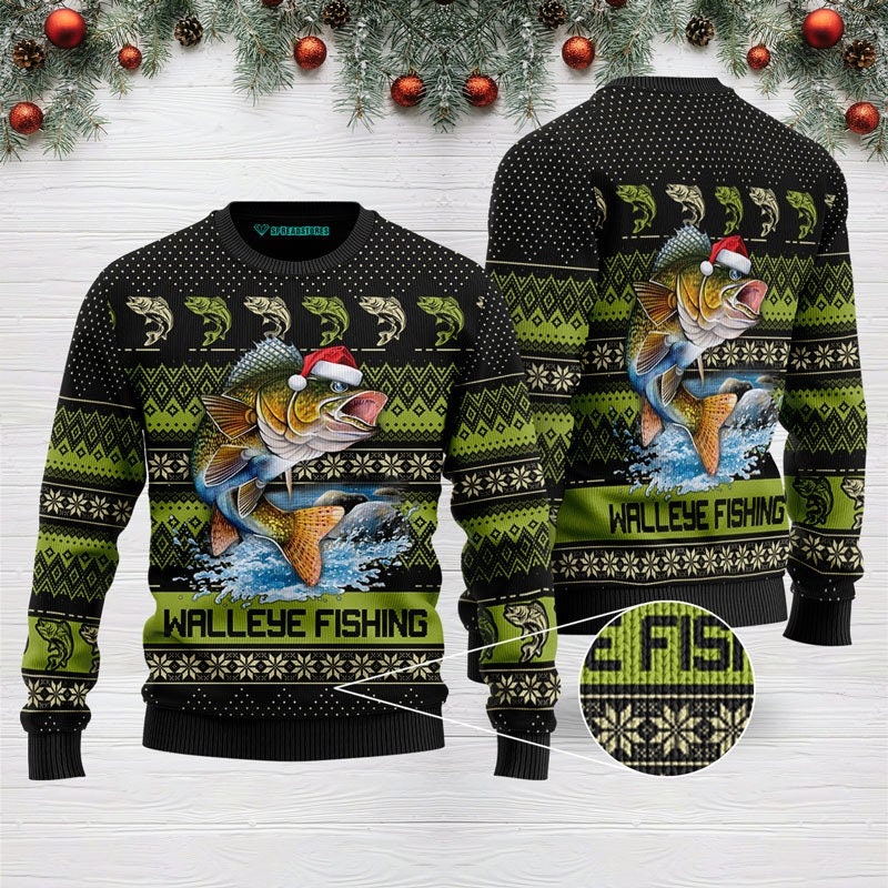 Walleye Fishing Ugly Christmas Sweater, 3D All Over Print Sweatshirt Walleye Fishing Ugly Christmas Sweater, 3D All Over Print Sweatshirt