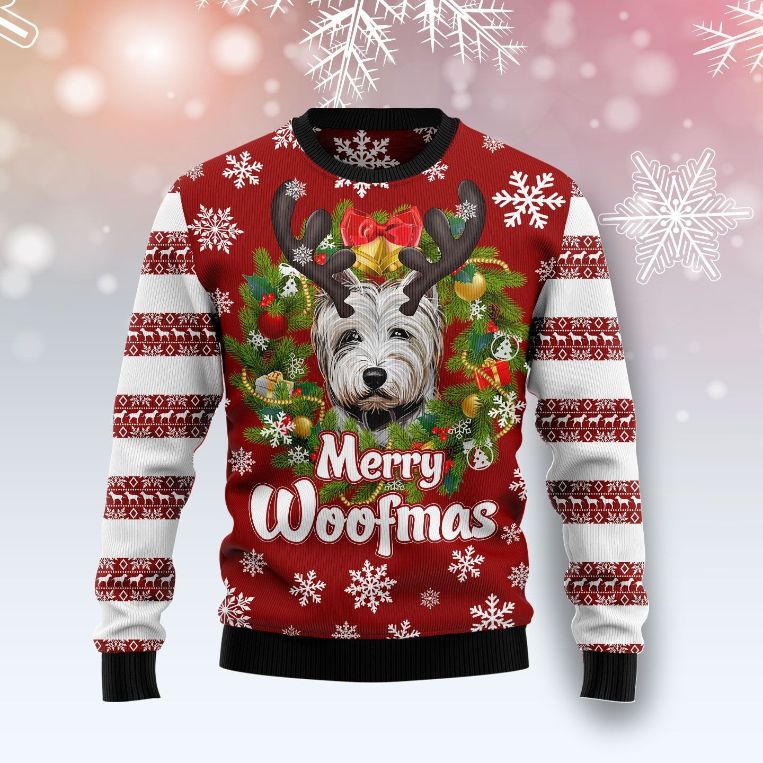 West Highland White Terrier Woofmas All Over Printed Sweater West Highland White Terrier Woofmas All Over Printed Sweater