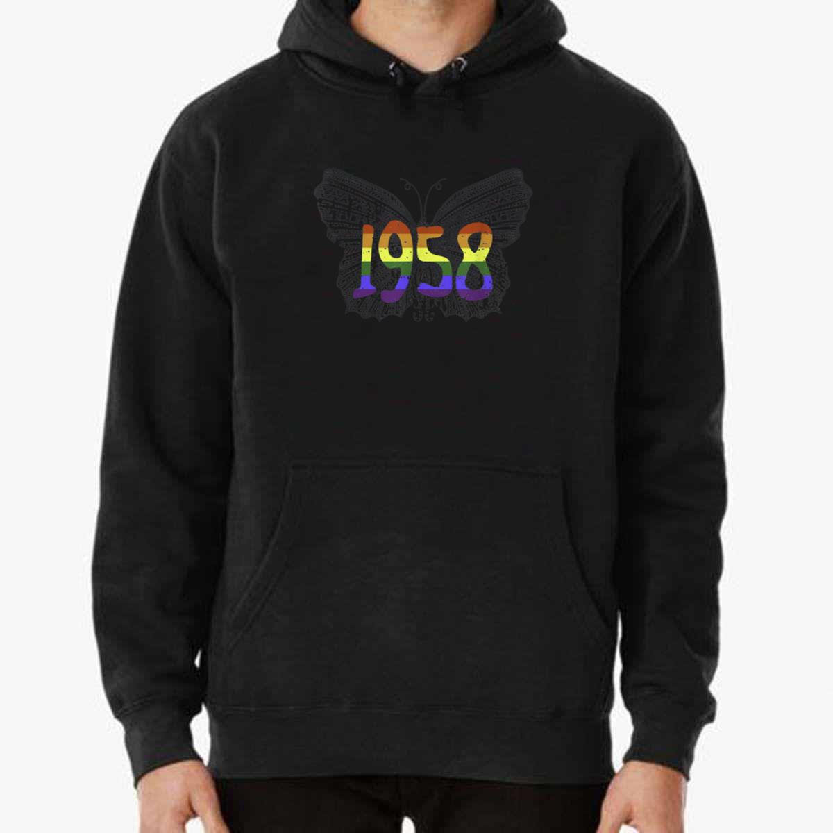 1958 LGBT Flag Gray Butterfly Gay Pride Month T-Shirt 1958 LGBT Flag Gray Butterfly Gay Pride Month T-Shirt