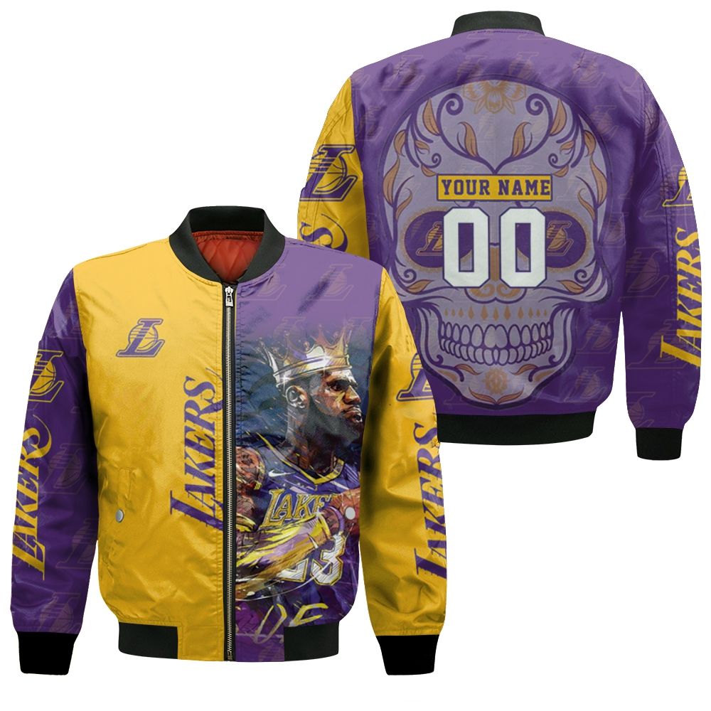 23 Lebron James Los Angeles Lakers Nba Western Conference Skull Logo Personalized Bomber Jacket 23 Lebron James Los Angeles Lakers Nba Western Conference Skull Logo Personalized Bomber Jacket