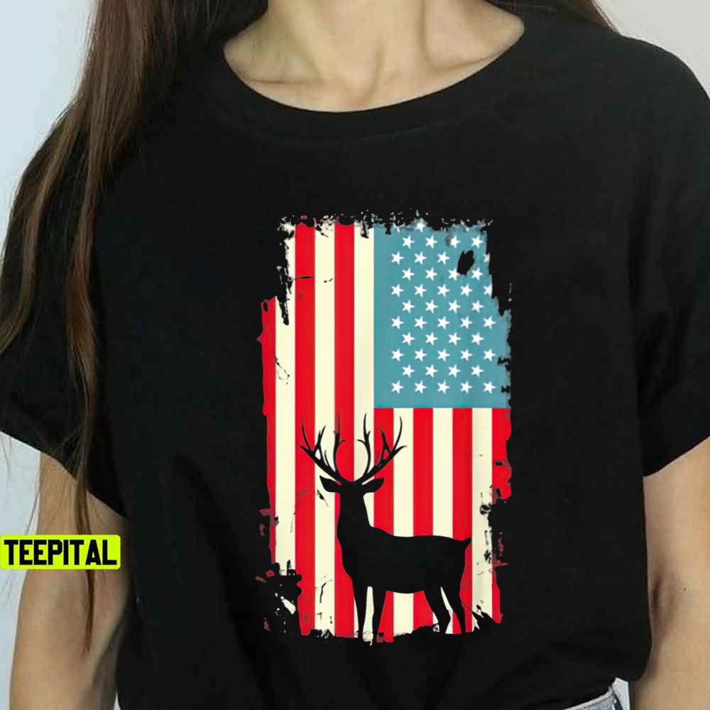 American Deer Hunter Patriotic Unisex T-Shirt American Deer Hunter Patriotic Unisex T-Shirt