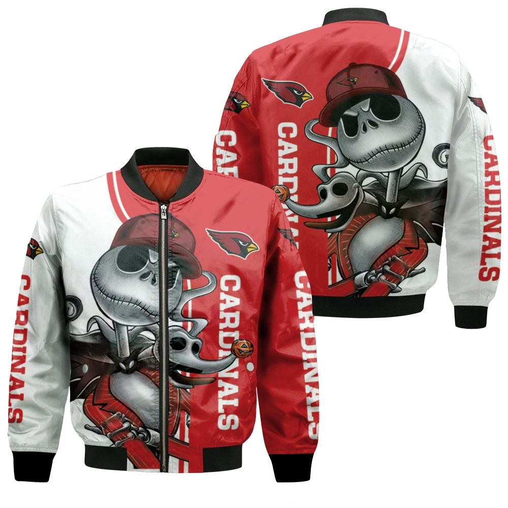 Arizona Cardinals Jack Skellington And Zero Bomber Jacket Arizona Cardinals Jack Skellington And Zero Bomber Jacket