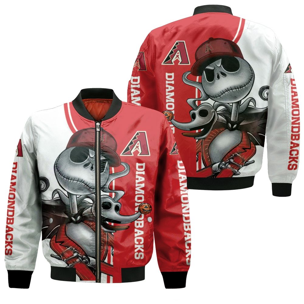 Arizona Diamondbacks Jack Skellington And Zero Bomber Jacket Arizona Diamondbacks Jack Skellington And Zero Bomber Jacket