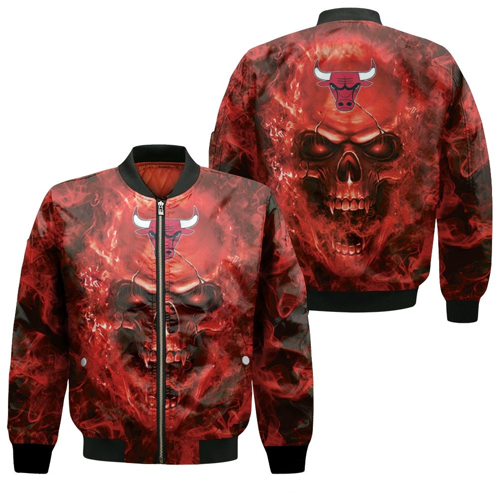 Chicago Bulls Nba Fans Skull Bomber Jacket Chicago Bulls Nba Fans Skull Bomber Jacket