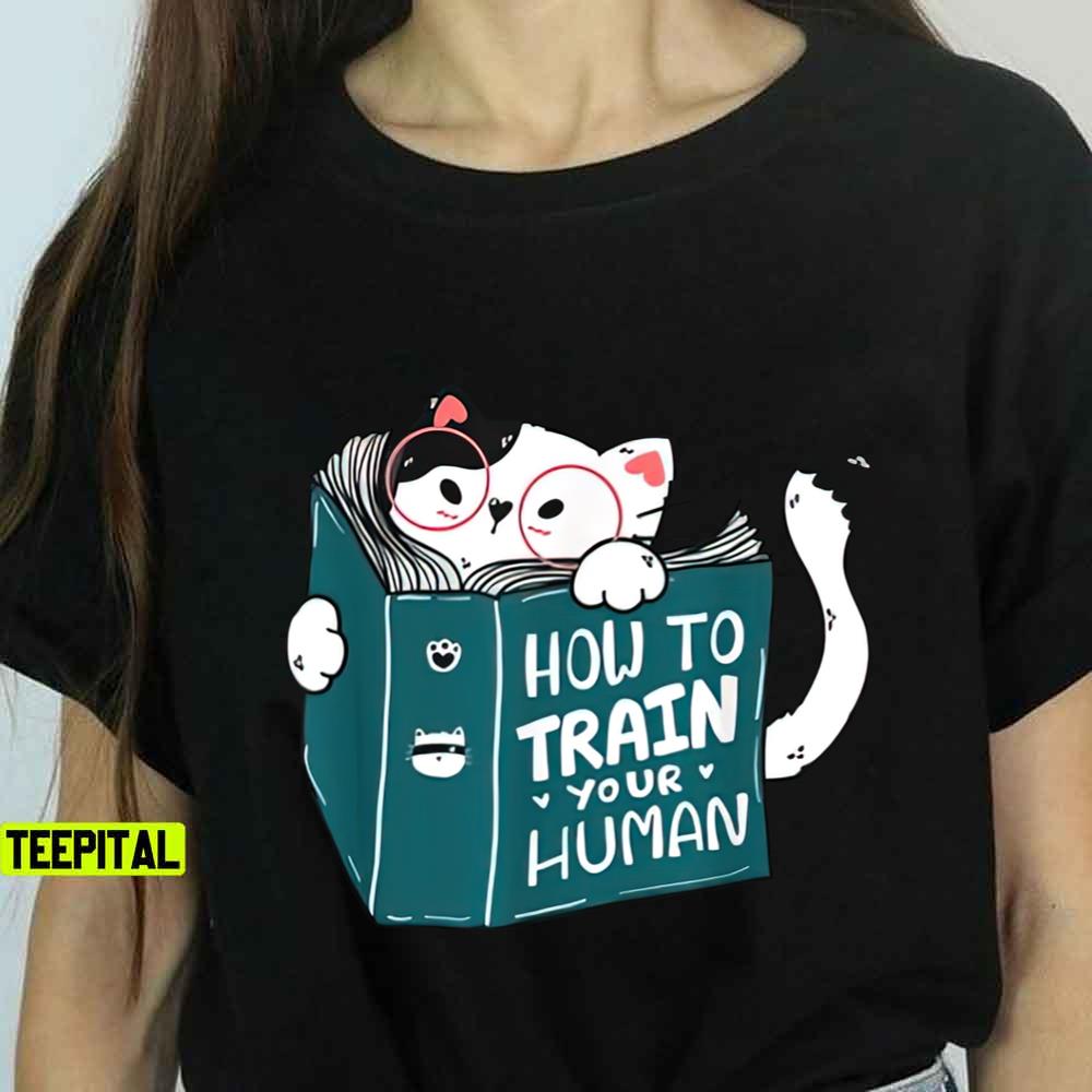 Cute Cat Reading A Human Training Book Unisex T-Shirt Cute Cat Reading A Human Training Book Unisex T-Shirt