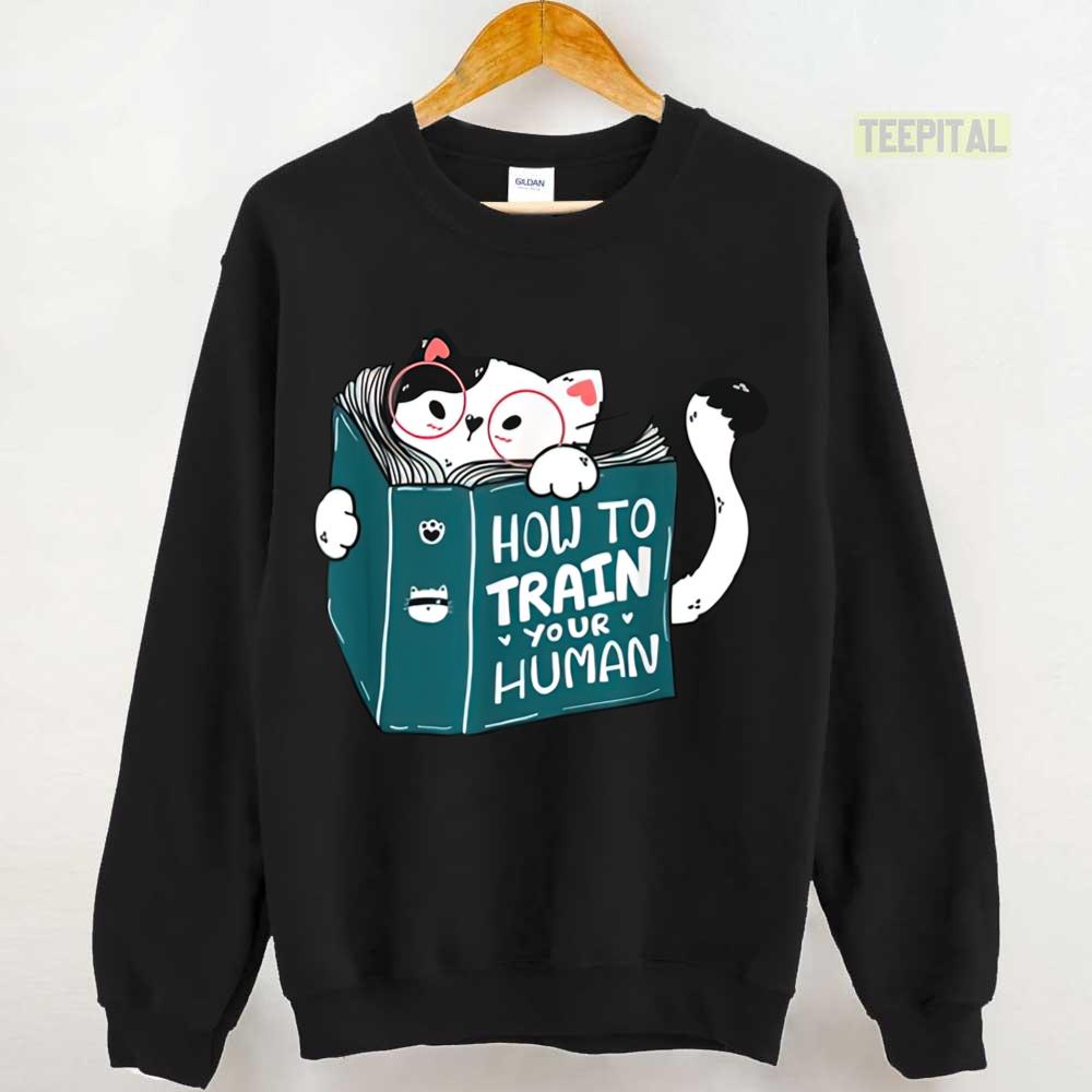 Cute Cat Reading A Human Training Book Unisex T-Shirt Cute Cat Reading A Human Training Book Unisex T-Shirt