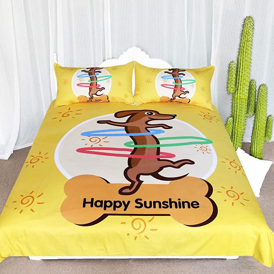Dachshund Dog Happy Sunshine Bedding Set Dachshund Dog Happy Sunshine Bedding Set
