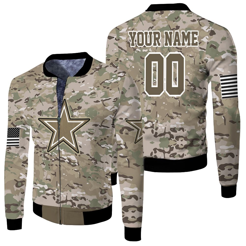 Dallas Cowboys Camouflage Pattern 3d Personalized Fleece Bomber Jacket Dallas Cowboys Camouflage Pattern 3d Personalized Fleece Bomber Jacket