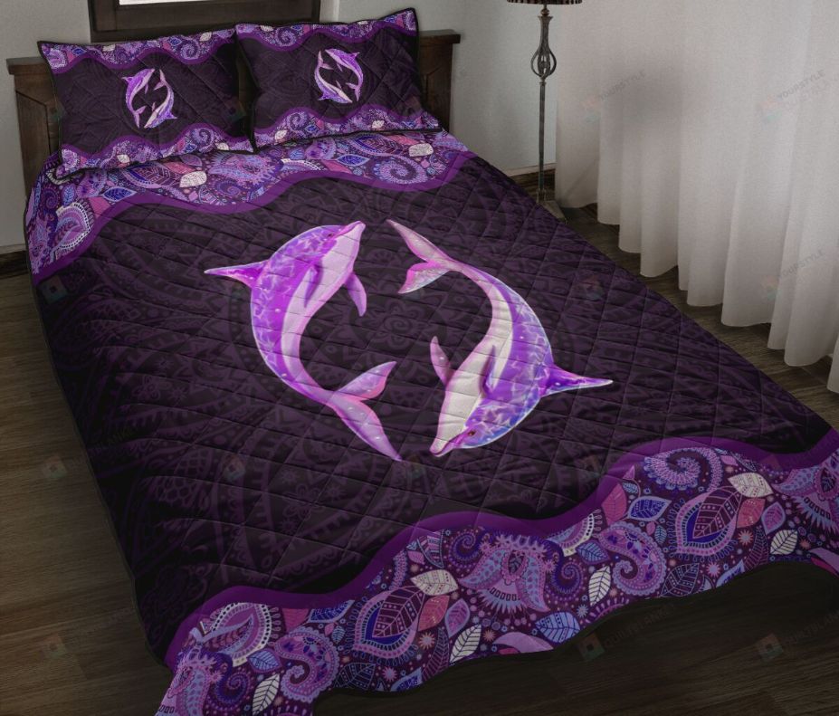 Dolphin Purple Bedding Set Dolphin Purple Bedding Set