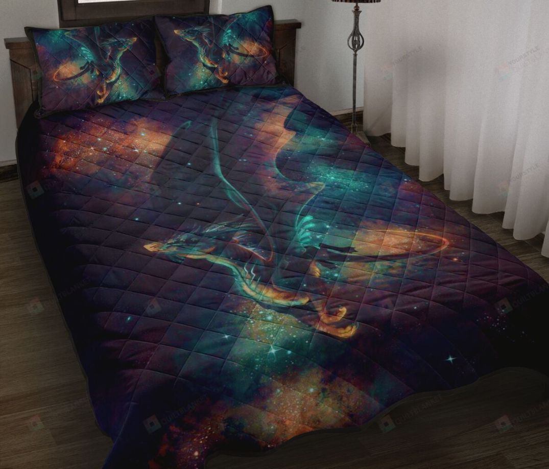 Dragon Blue Galaxy Art Style Bedding Set Dragon Blue Galaxy Art Style Bedding Set