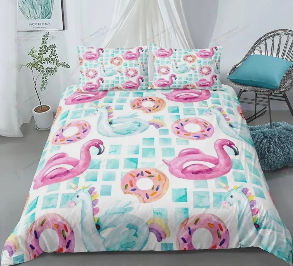 Fancy Unicorn Flamingo Donut Bedding Set Fancy Unicorn Flamingo Donut Bedding Set