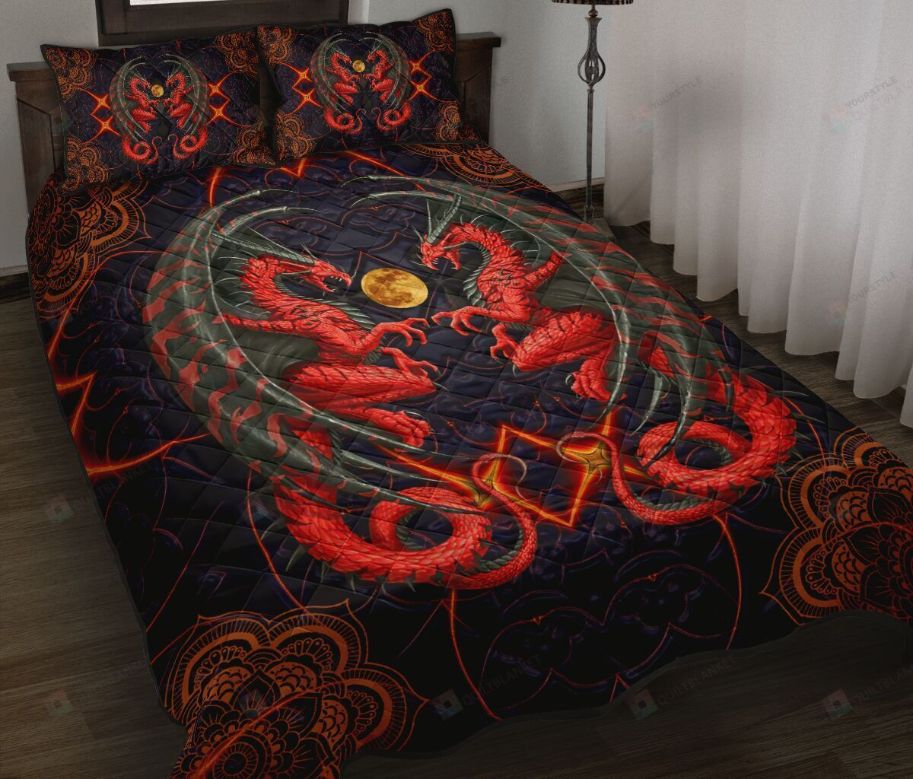 Fire Dragon Mandala Vingate Art Style Bedding Set Fire Dragon Mandala Vingate Art Style Bedding Set