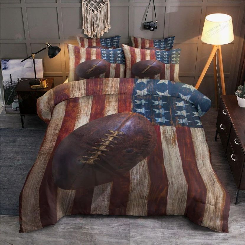 Football And American Flag Bedding Set Football And American Flag Bedding Set