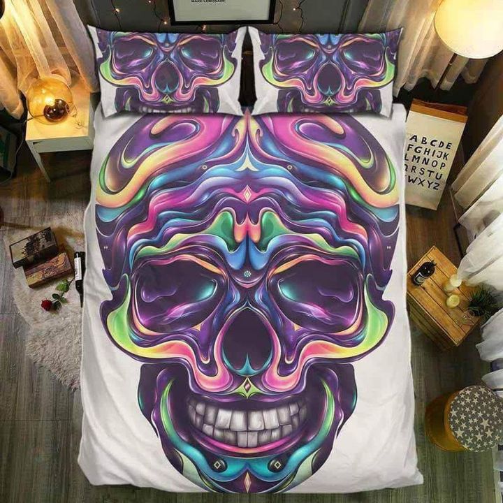 Galaxy Watercolor Skull Bedding Set Galaxy Watercolor Skull Bedding Set