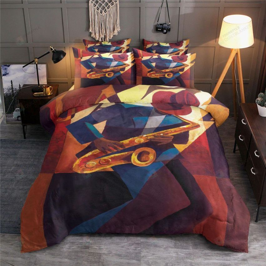 Geometric Jazz Saxophonist Bedding Set Geometric Jazz Saxophonist Bedding Set