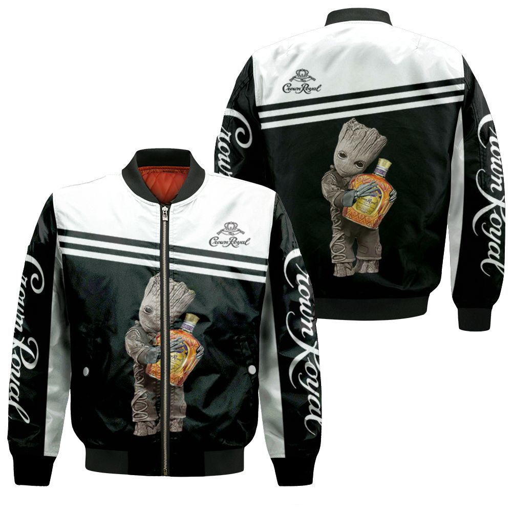 Groot Hug Crown Royal Wine Bottle 3d Jersey Bomber Jacket Groot Hug Crown Royal Wine Bottle 3d Jersey Bomber Jacket