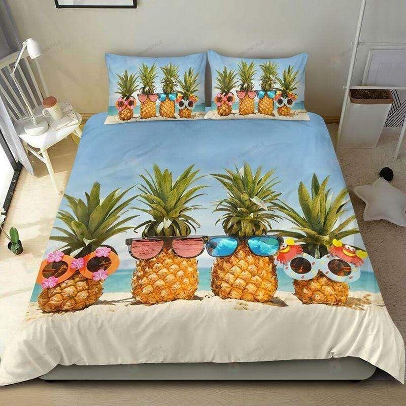 Hawaiian Beach Funny Pineapple Sunglasses Bedding Set Hawaiian Beach Funny Pineapple Sunglasses Bedding Set