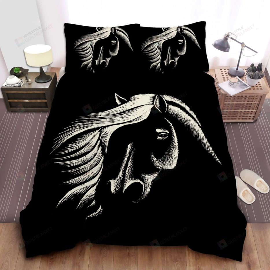 Horse Black Background Bedding Set Horse Black Background Bedding Set