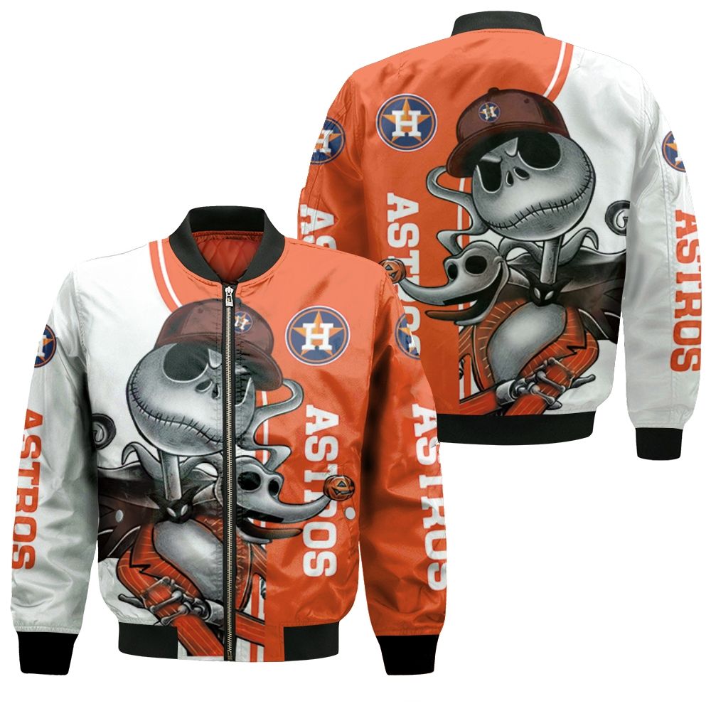 Houston Astros Jack Skellington And Zero Bomber Jacket Houston Astros Jack Skellington And Zero Bomber Jacket