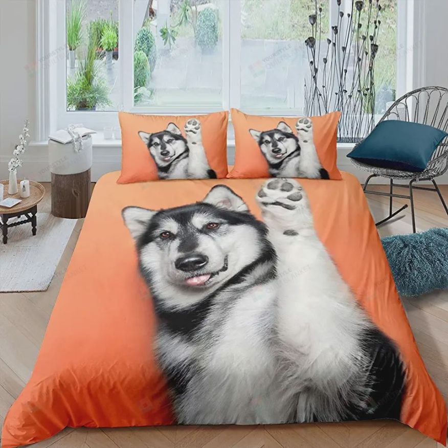 Huskey Cute Orange Bedding Set Huskey Cute Orange Bedding Set