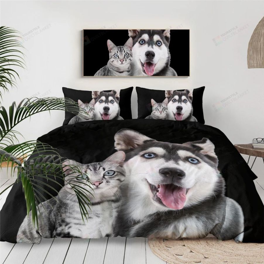Husky And Cat Bedding Set Husky And Cat Bedding Set