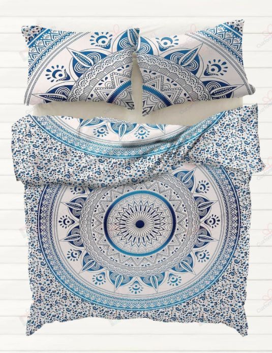 Indian Mandala Blue Flower Bedding Set Indian Mandala Blue Flower Bedding Set